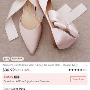 Elegant Ivory Satin Ribbon Tie Ballet Flats